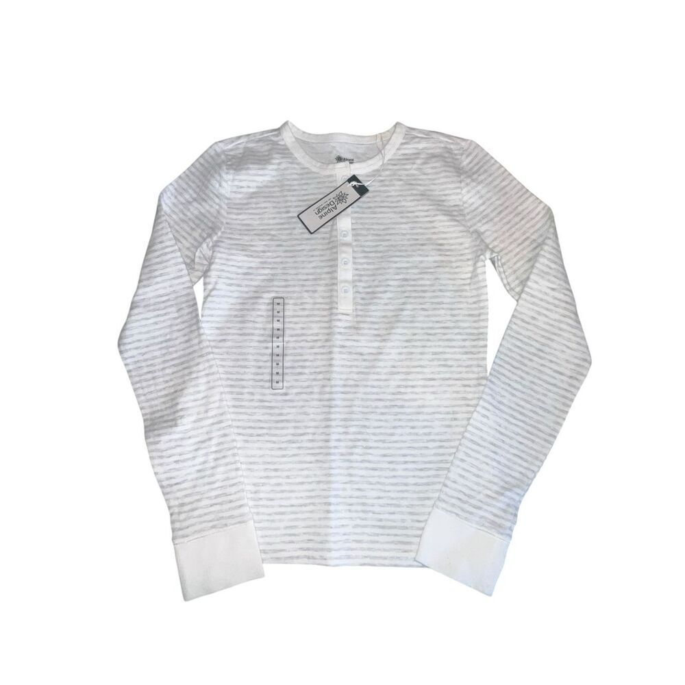 Alpine Design woman’s Medium duofold Snow White gray Henley long sleeve shirt